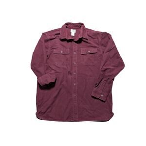 L.L. BEAN Long Sleeve button up, L, Red/Maroon; CHAMOIS Flannel Shirt,